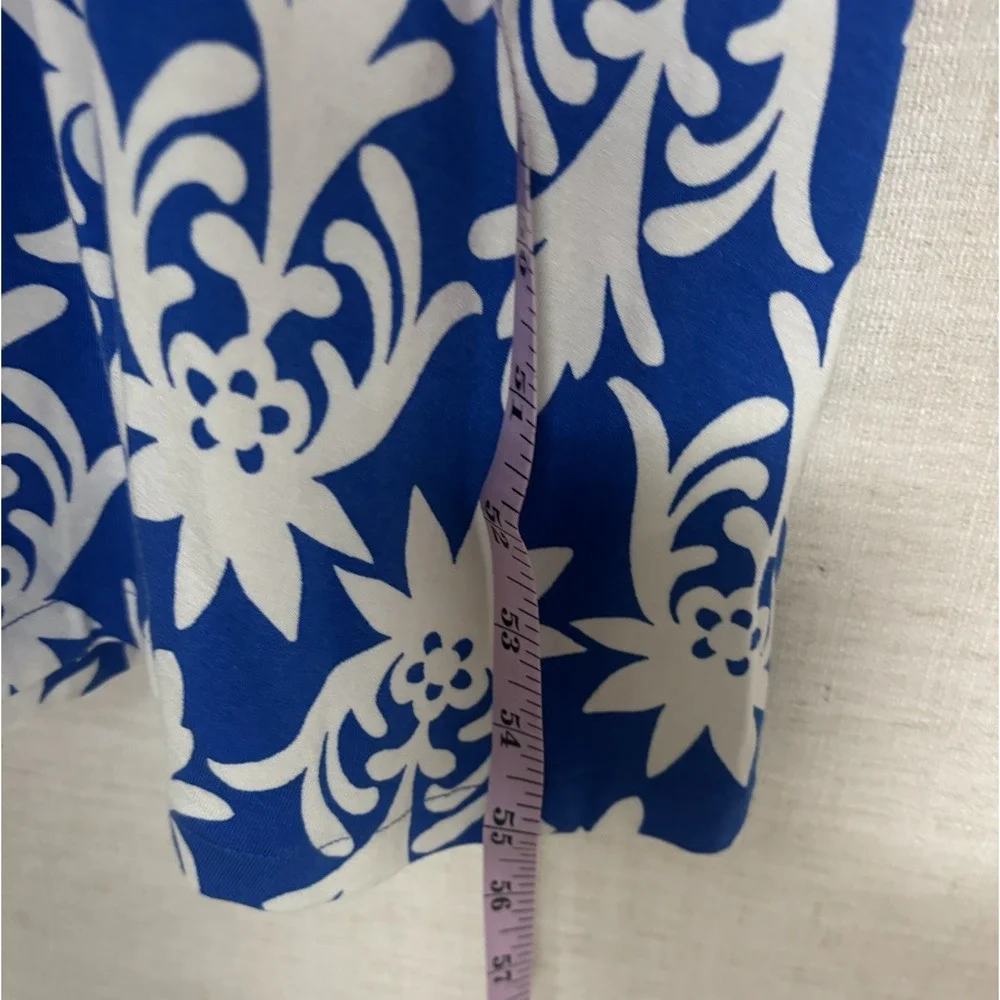 Boden Dress 16 18 Blue Floral Maxi Long Aline Vneck Sleeveless Stretch Jersey